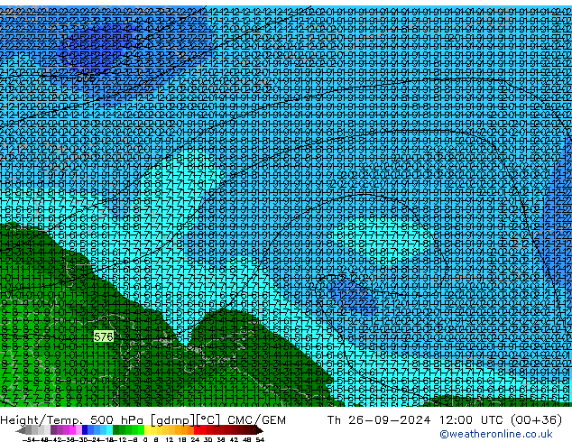 Height/Temp. 500 hPa CMC/GEM  26.09.2024 12 UTC