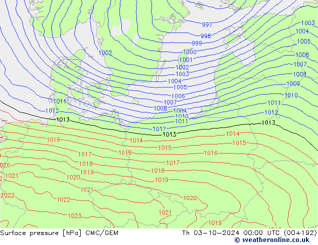 Pressione al suolo CMC/GEM gio 03.10.2024 00 UTC