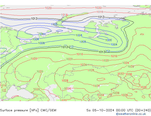 Surface pressure CMC/GEM Sa 05.10.2024 00 UTC