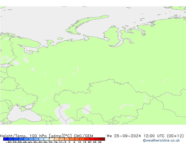 Height/Temp. 100 hPa CMC/GEM St 25.09.2024 12 UTC