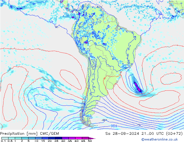 Precipitation CMC/GEM Sa 28.09.2024 00 UTC