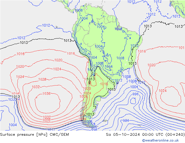 Luchtdruk (Grond) CMC/GEM za 05.10.2024 00 UTC