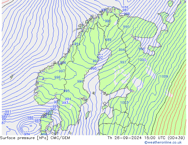 Luchtdruk (Grond) CMC/GEM do 26.09.2024 15 UTC