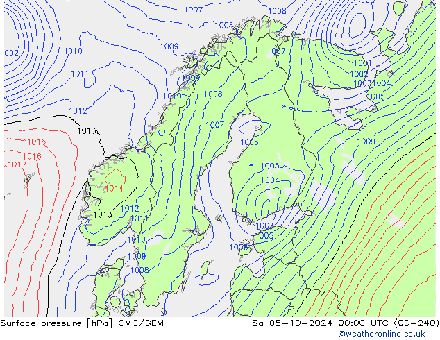 Surface pressure CMC/GEM Sa 05.10.2024 00 UTC