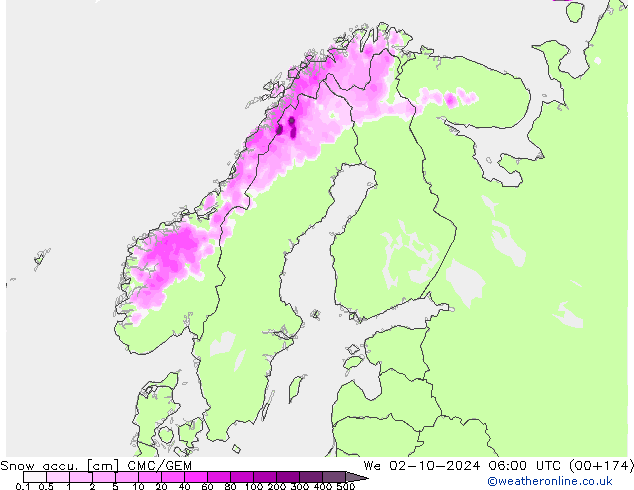 Schneemenge CMC/GEM Mi 02.10.2024 06 UTC