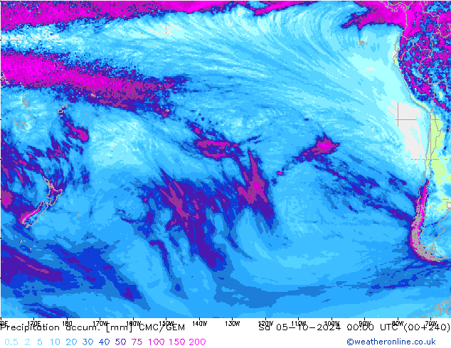 Precipitation accum. CMC/GEM Sa 05.10.2024 00 UTC