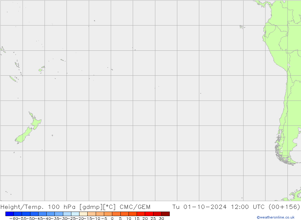 Height/Temp. 100 hPa CMC/GEM Tu 01.10.2024 12 UTC