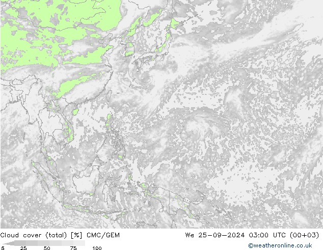 облака (сумма) CMC/GEM ср 25.09.2024 03 UTC