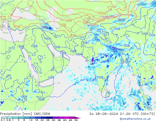 Precipitación CMC/GEM sáb 28.09.2024 00 UTC