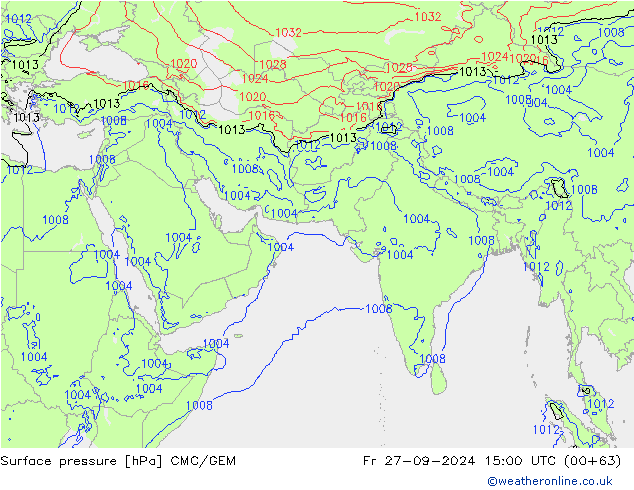 Surface pressure CMC/GEM Fr 27.09.2024 15 UTC