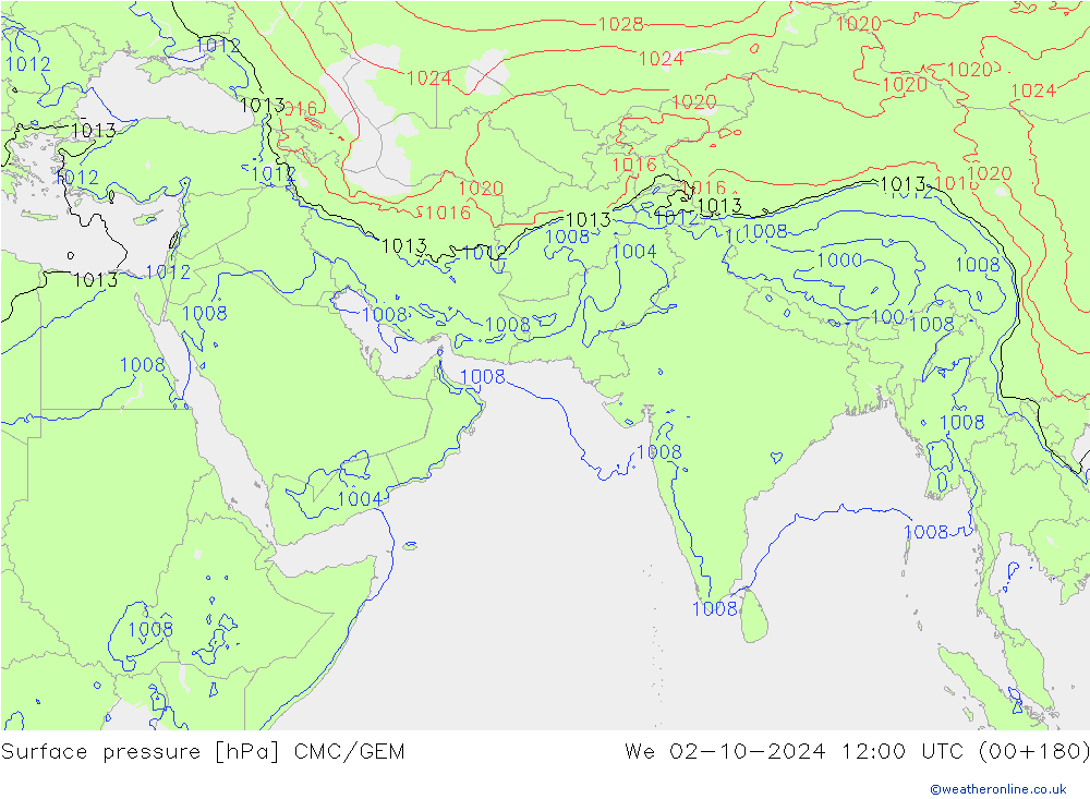 Bodendruck CMC/GEM Mi 02.10.2024 12 UTC