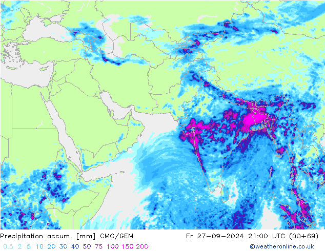 Precipitation accum. CMC/GEM пт 27.09.2024 21 UTC