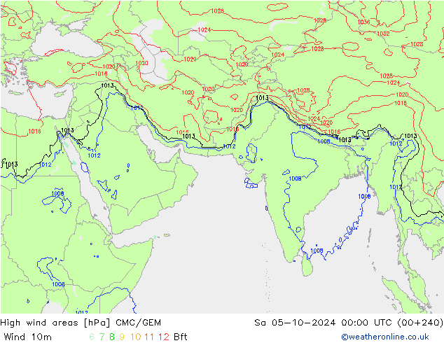 High wind areas CMC/GEM Sa 05.10.2024 00 UTC