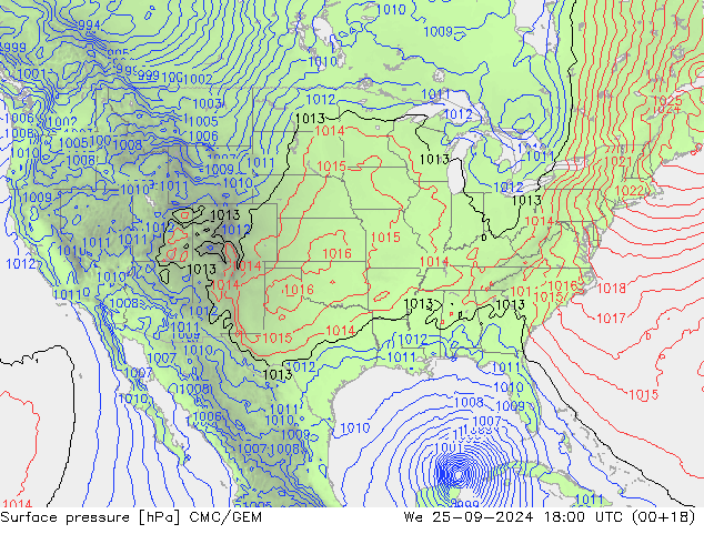 pression de l'air CMC/GEM mer 25.09.2024 18 UTC