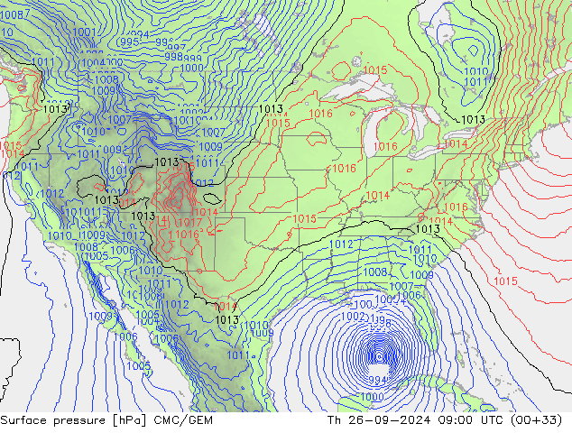 pression de l'air CMC/GEM jeu 26.09.2024 09 UTC