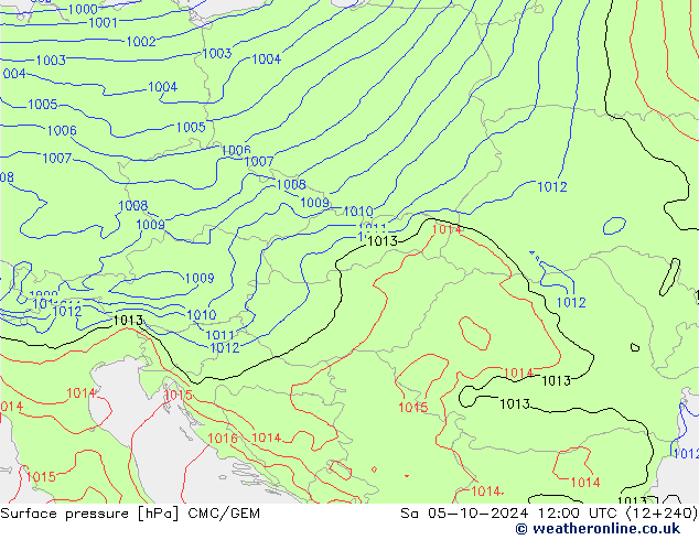 Surface pressure CMC/GEM Sa 05.10.2024 12 UTC