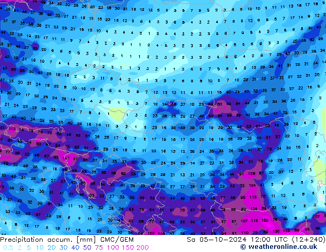Toplam Yağış CMC/GEM Cts 05.10.2024 12 UTC