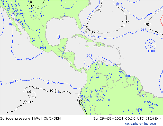 Pressione al suolo CMC/GEM dom 29.09.2024 00 UTC