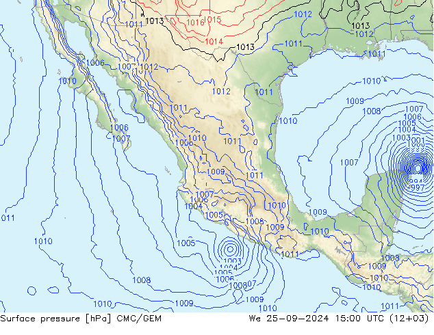 Pressione al suolo CMC/GEM mer 25.09.2024 15 UTC