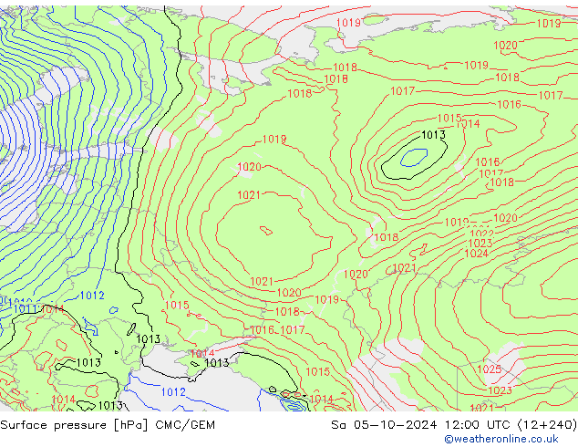 Surface pressure CMC/GEM Sa 05.10.2024 12 UTC