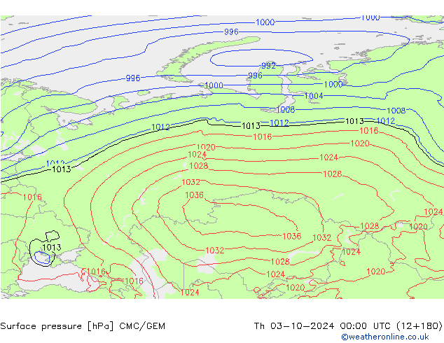 Luchtdruk (Grond) CMC/GEM do 03.10.2024 00 UTC