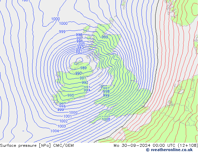 Pressione al suolo CMC/GEM lun 30.09.2024 00 UTC