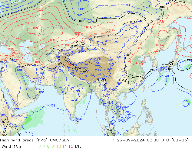 High wind areas CMC/GEM чт 26.09.2024 03 UTC