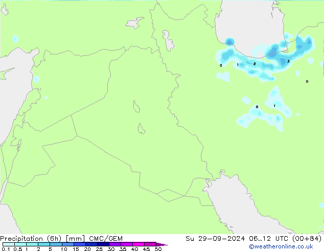 Yağış (6h) CMC/GEM Paz 29.09.2024 12 UTC