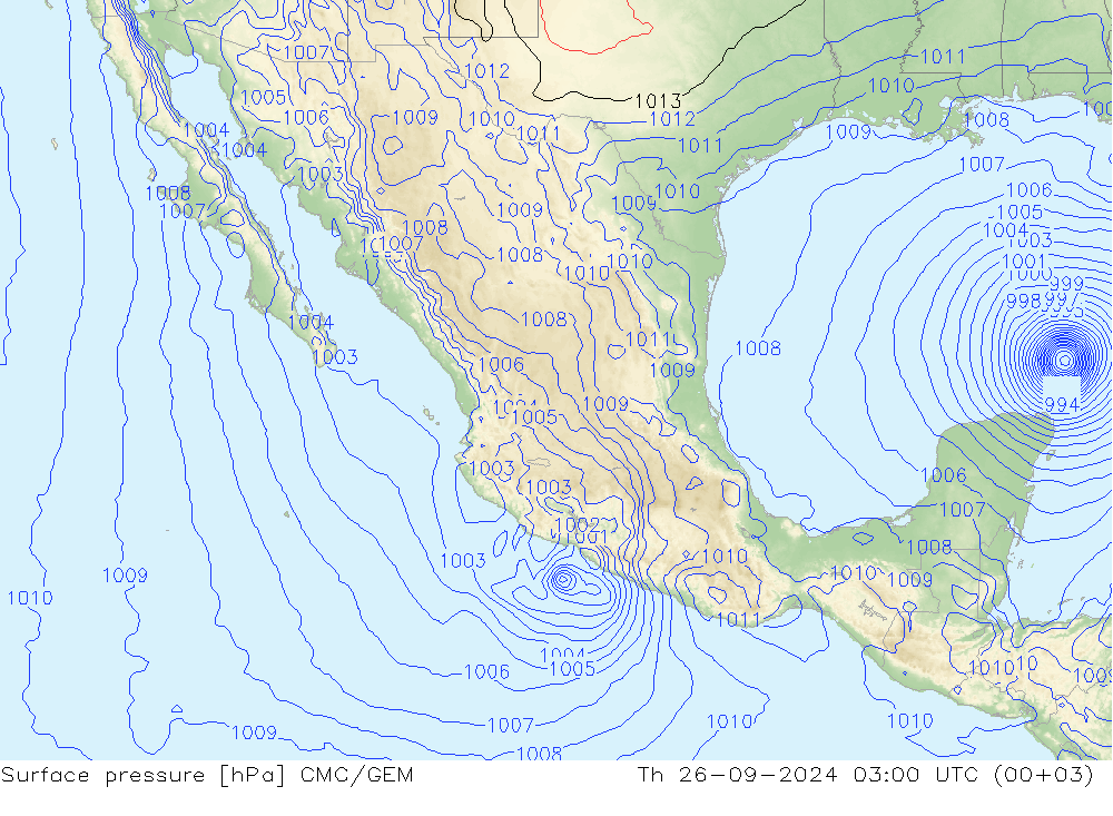 Pressione al suolo CMC/GEM gio 26.09.2024 03 UTC