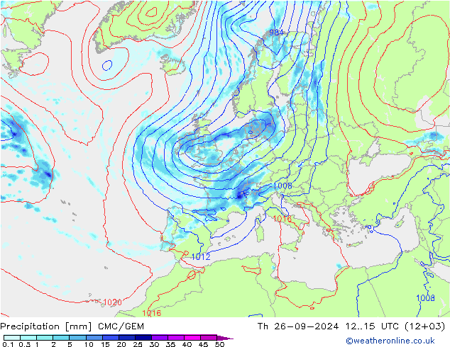 Precipitation CMC/GEM Th 26.09.2024 15 UTC