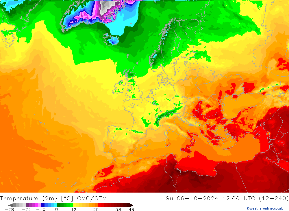 Temperature (2m) CMC/GEM Su 06.10.2024 12 UTC