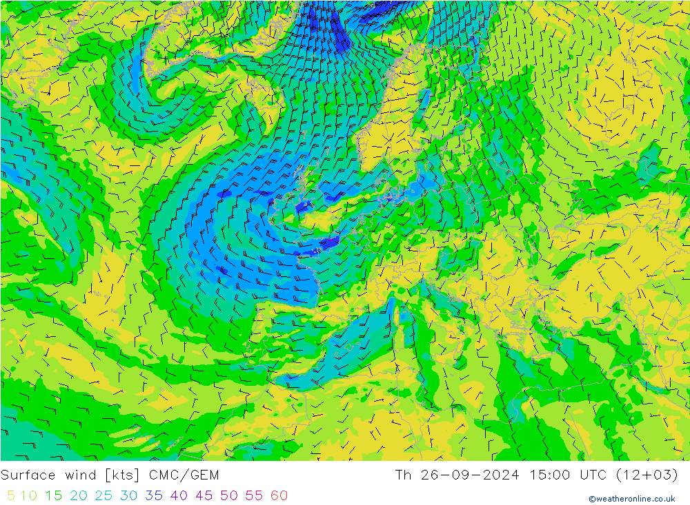 Bodenwind CMC/GEM Do 26.09.2024 15 UTC