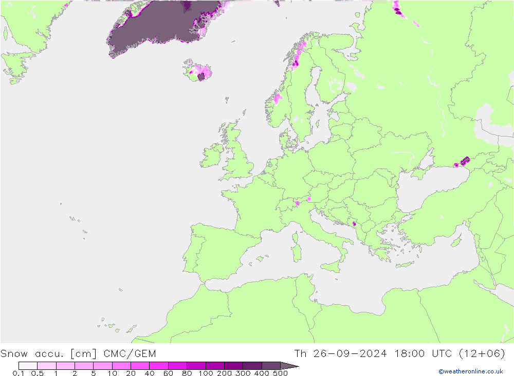 Schneemenge CMC/GEM Do 26.09.2024 18 UTC