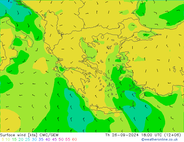 Rüzgar 10 m CMC/GEM Per 26.09.2024 18 UTC