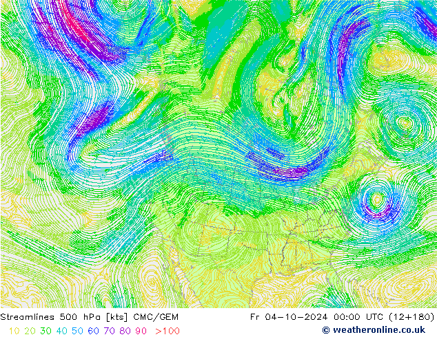 Stromlinien 500 hPa CMC/GEM Fr 04.10.2024 00 UTC