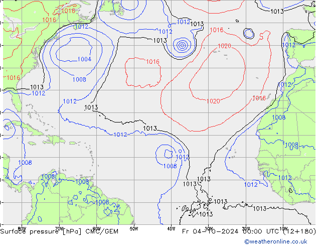 Surface pressure CMC/GEM Fr 04.10.2024 00 UTC