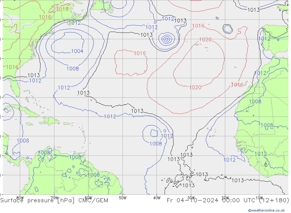 Pressione al suolo CMC/GEM ven 04.10.2024 00 UTC