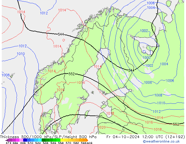 Theta-e 850hPa CMC/GEM pt. 04.10.2024 12 UTC