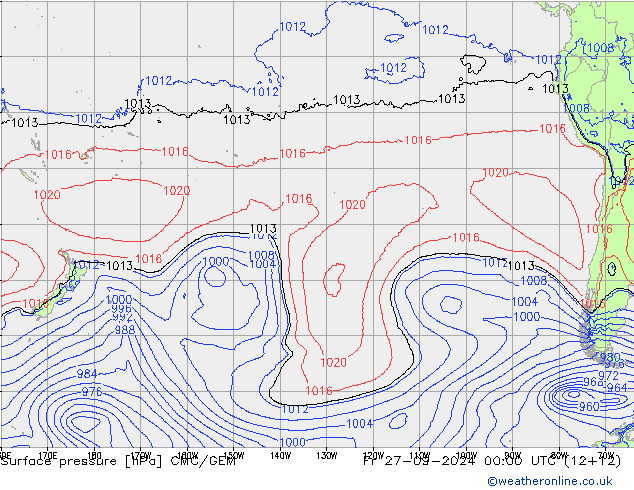 pression de l'air CMC/GEM ven 27.09.2024 00 UTC