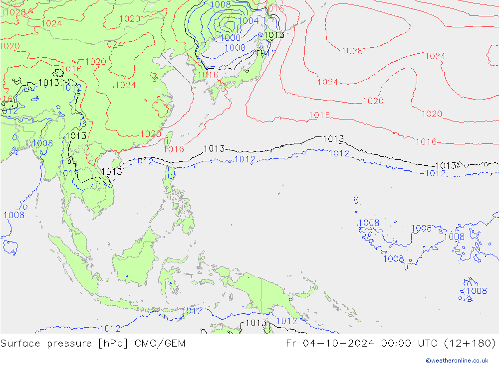 Surface pressure CMC/GEM Fr 04.10.2024 00 UTC