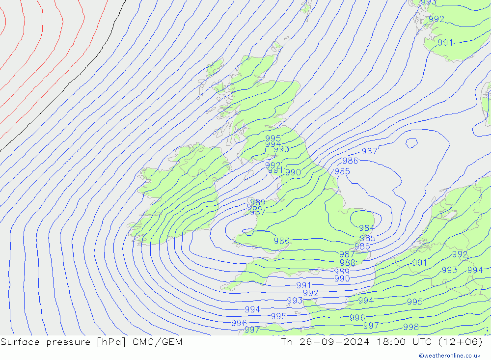приземное давление CMC/GEM чт 26.09.2024 18 UTC