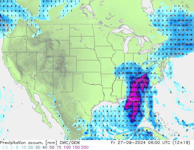 Precipitation accum. CMC/GEM Sex 27.09.2024 06 UTC