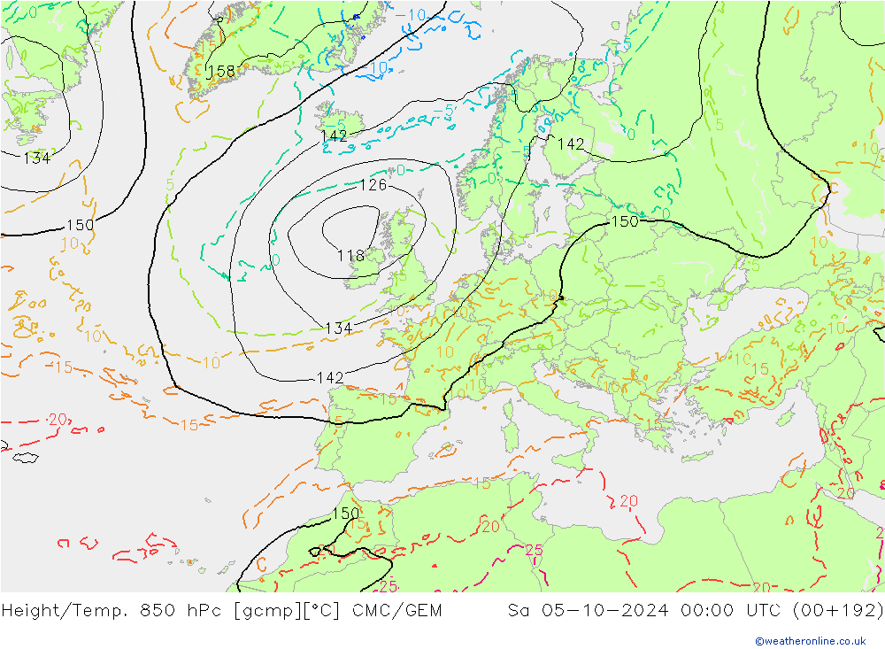 Height/Temp. 850 hPa CMC/GEM Sa 05.10.2024 00 UTC