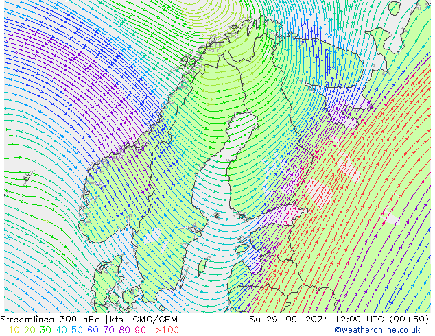 Rüzgar 300 hPa CMC/GEM Paz 29.09.2024 12 UTC