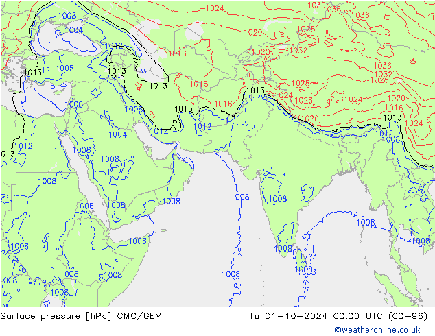 地面气压 CMC/GEM 星期二 01.10.2024 00 UTC