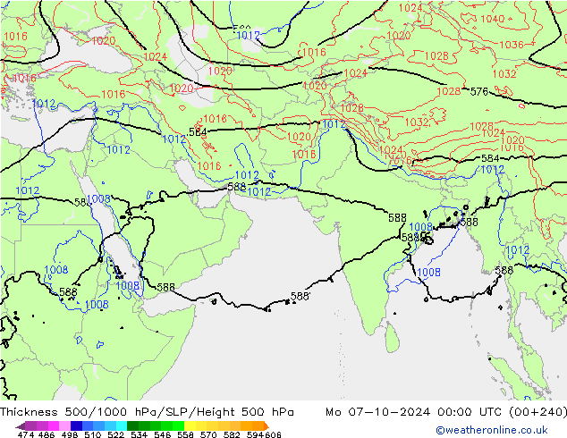 Theta-e 850hPa CMC/GEM 星期一 07.10.2024 00 UTC