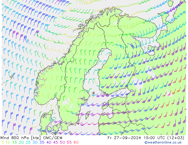 风 850 hPa CMC/GEM 星期五 27.09.2024 15 UTC