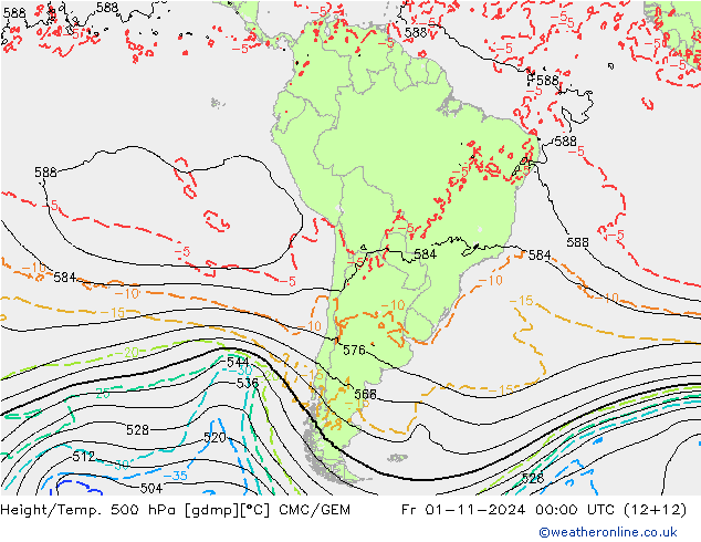 Height/Temp. 500 hPa CMC/GEM Fr 01.11.2024 00 UTC