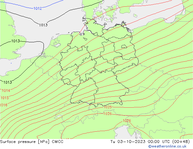 Presión superficial CMCC mar 03.10.2023 00 UTC