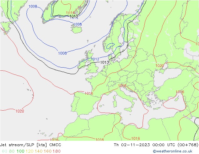 Polarjet/Bodendruck CMCC Do 02.11.2023 00 UTC